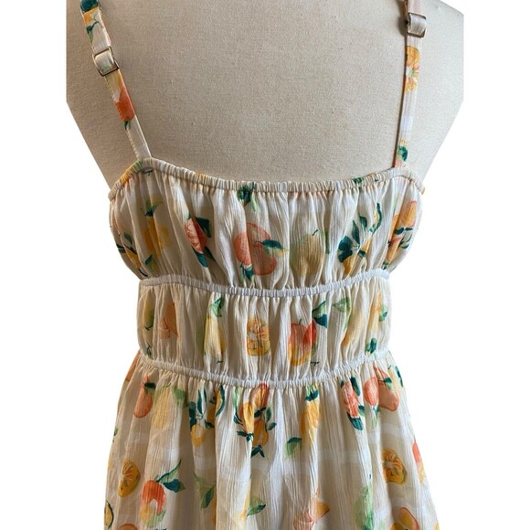 Abercrombie Tie-Front Mini Dress Sz LP Fruit Print Adjustable Straps - Picture 8 of 9